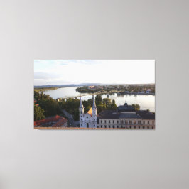 Bron över Donau förbinder Ungern med Slovakien Canvastryck