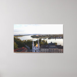 Bron över Donau förbinder Ungern med Slovakien Canvastryck