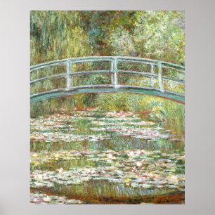 Bron över en damm med näckrosor av Claude Monet Poster