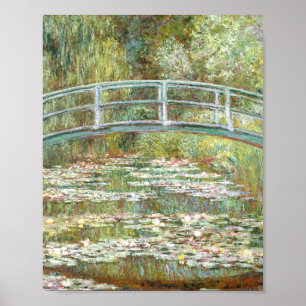 Bron över en damm med näckrosor av Claude Monet Poster
