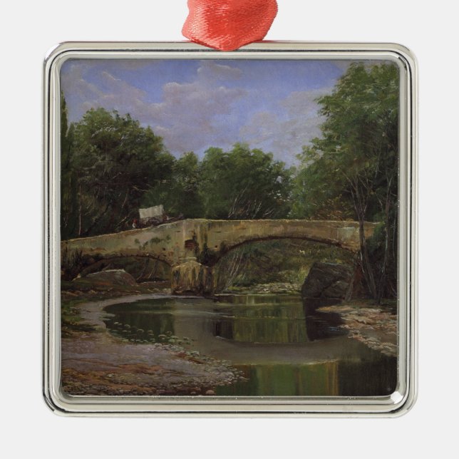 Bron över en flod i Spanien (av Santiago Rusiñol) Julgransprydnad Metall (Framsidan)