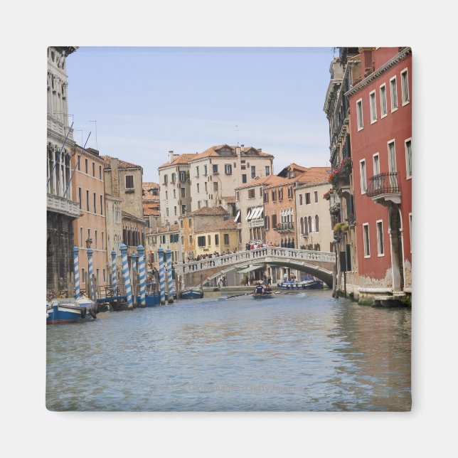 Bron över en kanal, Grand Canal, Venedig, Italien Magnet (Framsidan)