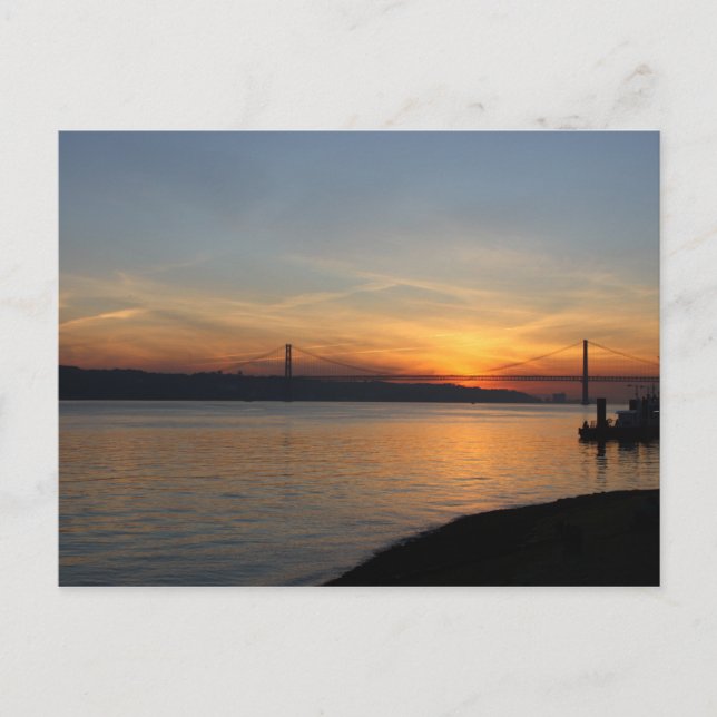 Bron över floden Tagus vid Sunset Vykort (Framsida)