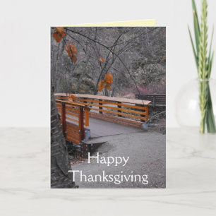 Bron över Löv i happy thanksgiving vid hösten Färg Helgkort