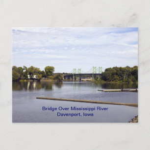 Bron över Mississippi River Davenport, Iowa Vykort