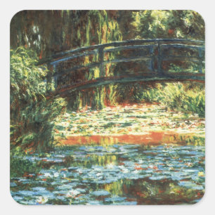 Bron över näckrosdammen av Claude Monet Fyrkantigt Klistermärke