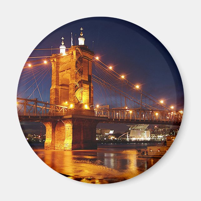 Bron över Ohio River i Cincinnati Ohio  Magnet (Framsidan)