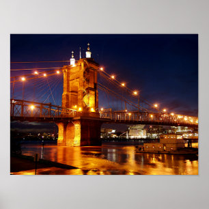 Bron över Ohio River i Cincinnati Ohio Poster