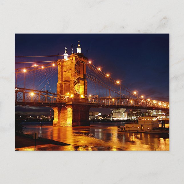 Bron över Ohio River i Cincinnati Ohio Vykort (Framsida)