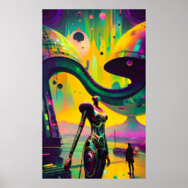 Bron över Robot Kwai Ken Gage Sci-Fi Poster