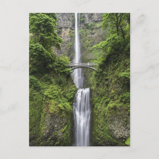 Bron över vattenfall liggande vykort (Framsida)