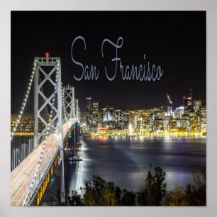 Bron San Francisco Night Himlar Line Golden Grind Poster