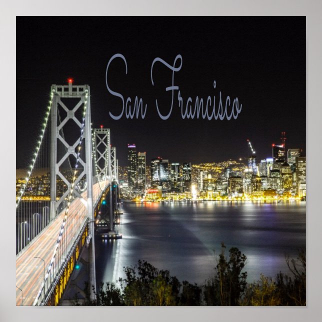 Bron San Francisco Night Himlar Line Golden Grind Poster (Framsidan)