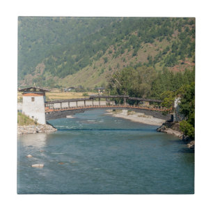 Bron till Punakha Dzong i Bhutan Kakelplatta