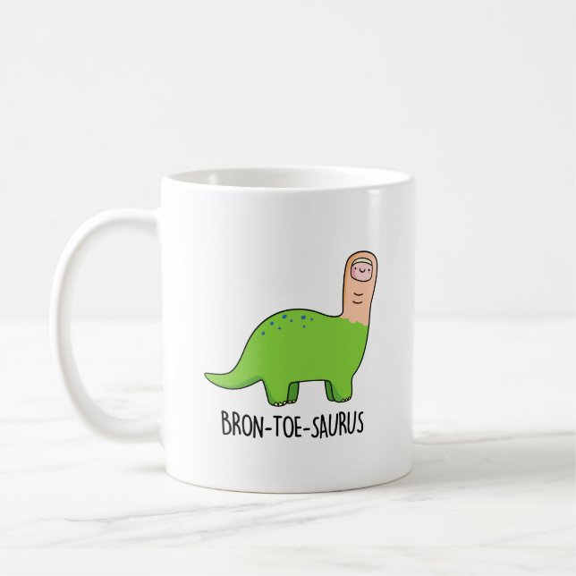 Bron-toe-saurus Funny Dinosaur Pun Kaffemugg (Vänster)