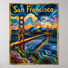 Bron Van Gogh Stil San Francisco Golden Grind Brid Poster
