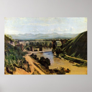 Bron vid Narni av Jean-Baptiste-Camille Corot Poster