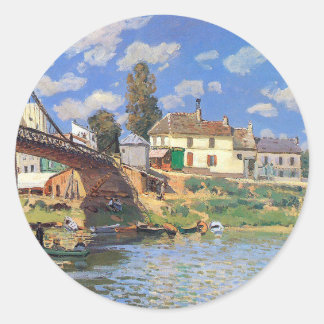 Bron Villeneuve-la-Garenne av Alfred Sisley Runt Klistermärke