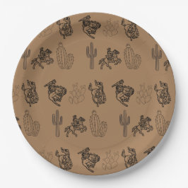 Bronc Cowboys och Cactus Pappra Party Plate