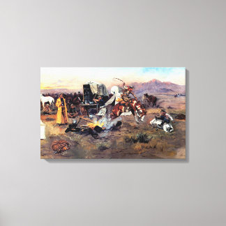 Bronc i Cow Camp av Charles M Russell Canvastryck