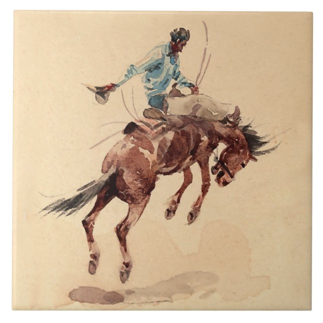Bronc Rider 2 av Edward Borein Kakelplatta (Framsidan)