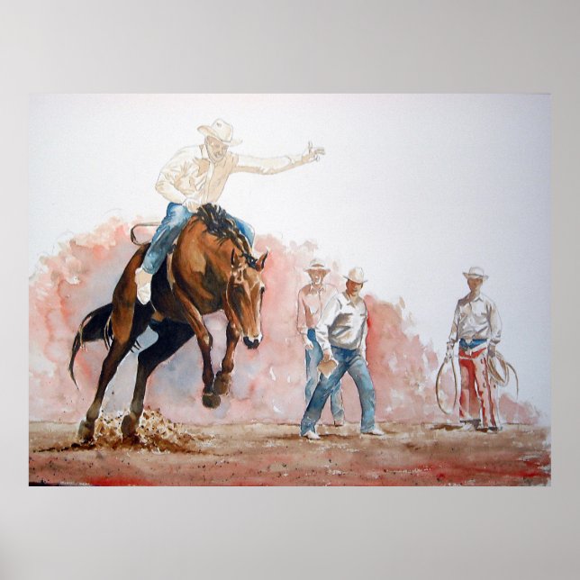 Bronc Riding Cowboy Poster (Framsidan)