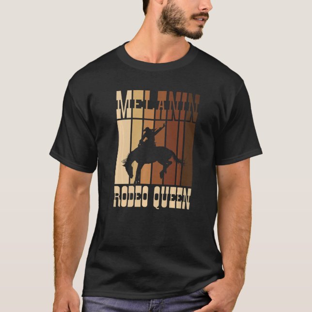 Bronc Riding Melanin Rodeo Queen African American T Shirt (Framsida)