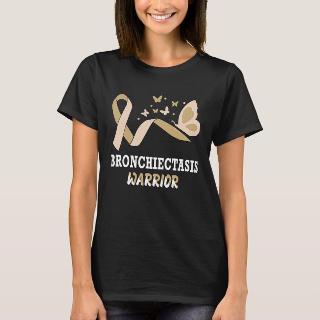 Bronchiectasis Awareness Pearl Ribbon Warrior Butt T Shirt (Framsida)