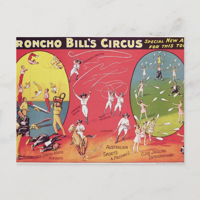 Broncho Bill's Circus, Birmingham c.1890-1910 Vykort (Framsida)