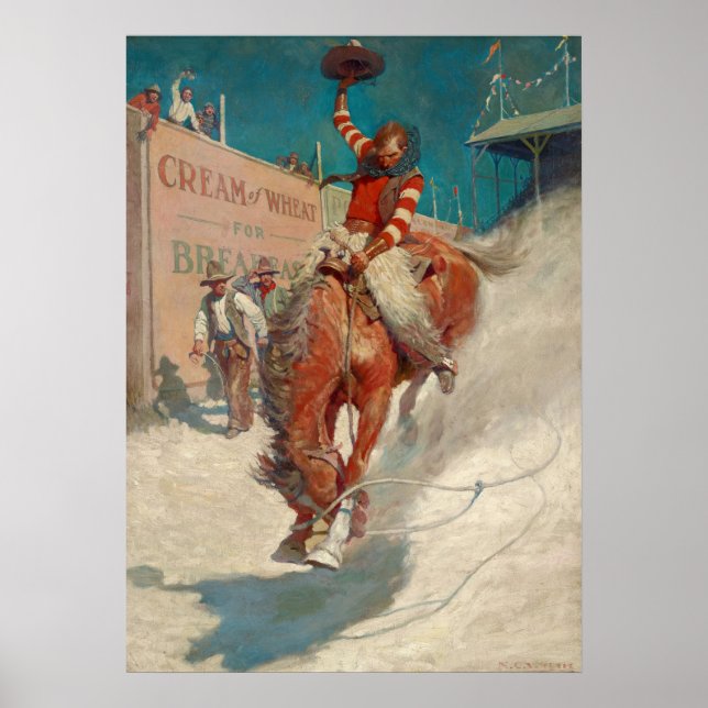 Bronco Buster av Newell Convers Wyeth Poster (Framsidan)