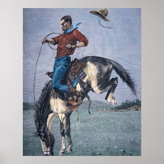 Bronco-Buster (färgad engrave) Poster (Framsidan)