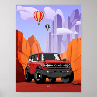 Bronco Off Road Adventure Vehicle Illustration Poster