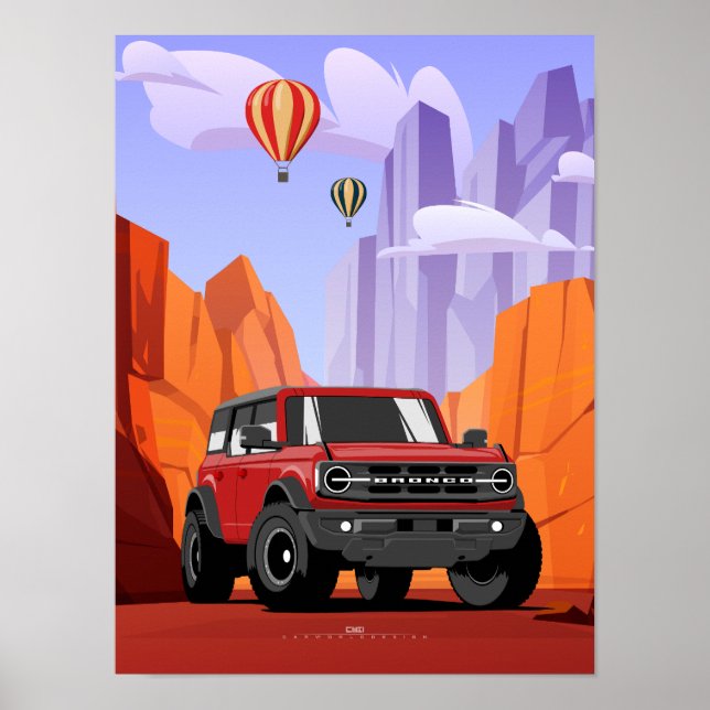 Bronco Off Road Adventure Vehicle Illustration Poster (Framsidan)