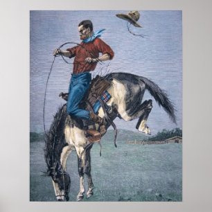 Bronco-Rackare (färgad gravyr) Poster
