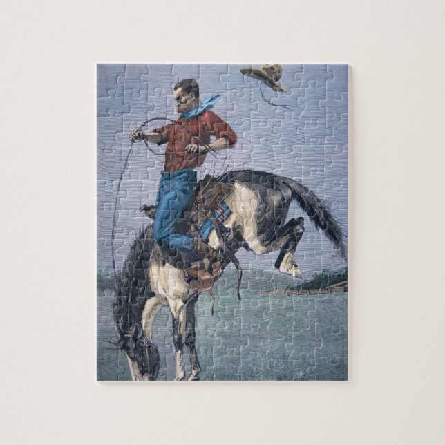 Bronco-Rackare (färgad gravyr) Pussel (Vertikal)