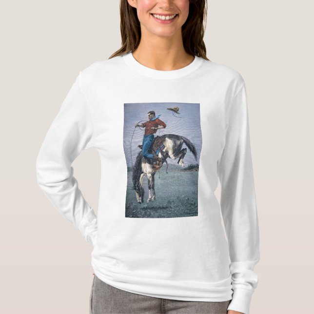Bronco-Rackare (färgad gravyr) T-shirt (Framsida)