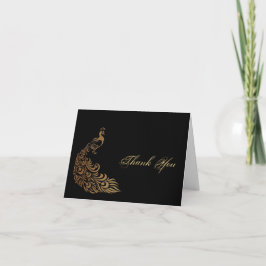Brons art décopåfågel- och blommigttack tack kort