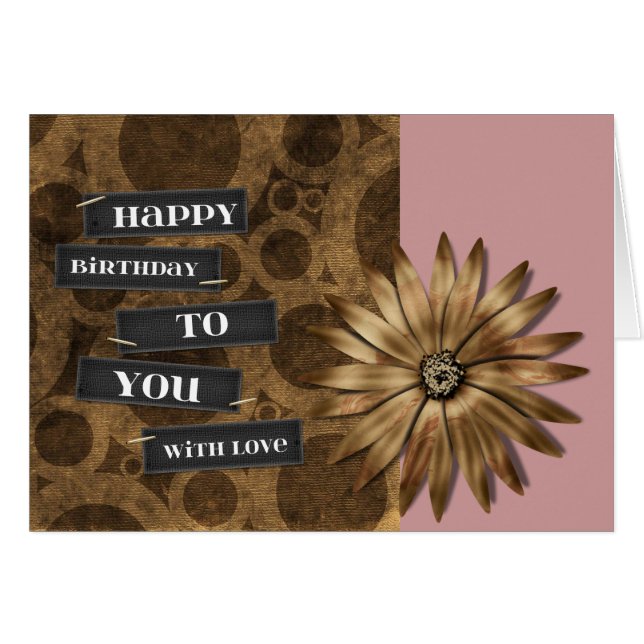 Brons blomman hälsningskort (Framsidan Horizontal)