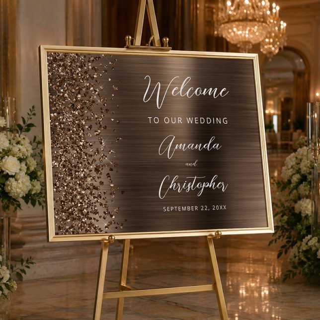 Brons Borstat Metall Script Bröllopsvälkomst Poster (Skapare uppladdad)