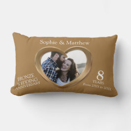 Brons bröllopsdag foto hjärtan lumbarkudde