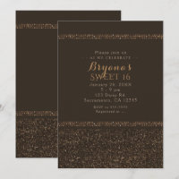 Brons Bruna Chic Glittrande Glamour Partyinbjudnin