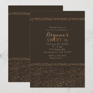 Brons Bruna Chic Glittrande Glamour Partyinbjudnin Inbjudningar