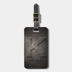 Brons den svart monogramen för metall K reser Bagagebricka