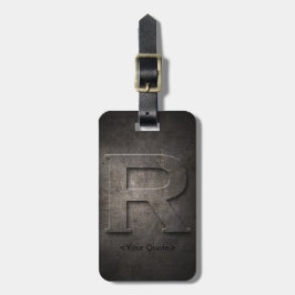 Brons den svart monogramen för metall R reser Bagagebricka