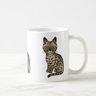Brons Egyptisk Mau Katt Söt Tecknad Ritning Kaffemugg