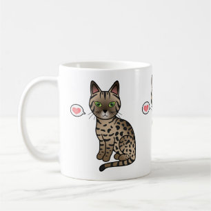 Brons Egyptisk Mau Katt Söt Tecknad Teckning Kaffemugg