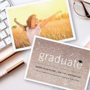 Brons Glitter Minimalistisk Examen Foto Utexaminer Meddelande
