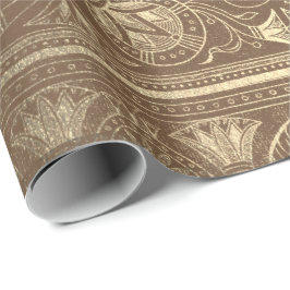 Brons Guld Papyrus Antik Egyptisk Blommig Lotus Presentpapper
