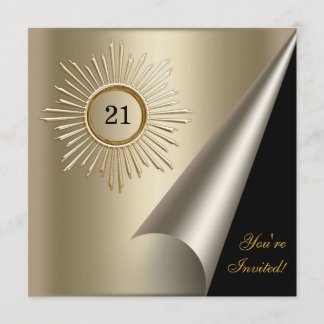 Brons Guld Svart 21-årsfirande Inbjudningar