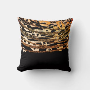 Brons Guld Svart Leopard Gepardtryck Glam Kudde